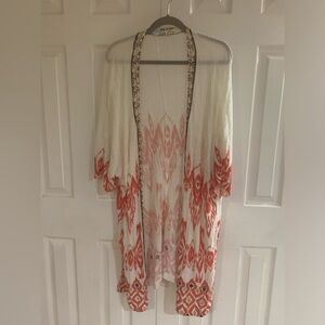 Chicos size 2 cardigan sweater beachcomber cardigan,duster, open 3/4 sleeve Boho